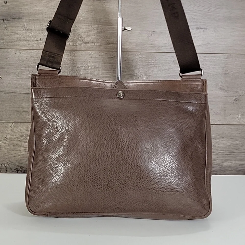 Longchamp Brown Leather Messenger Crossbody Bag